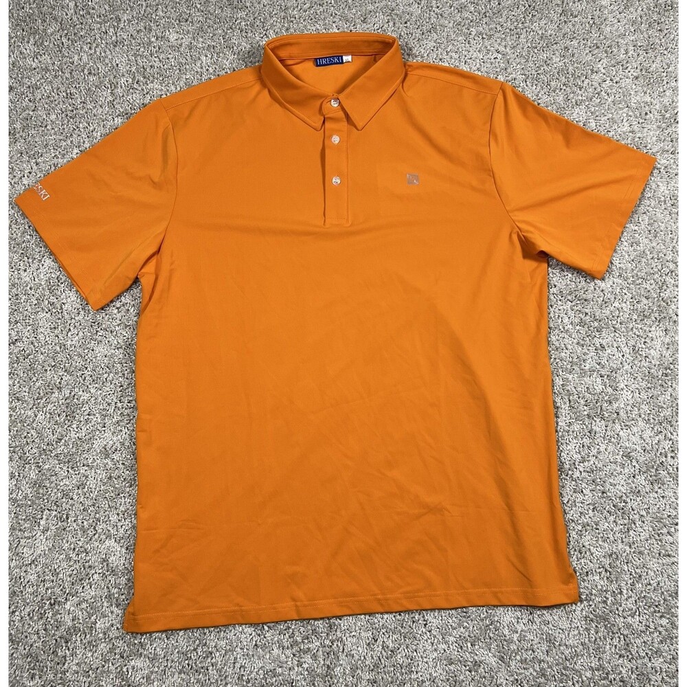 Hreski Polo Shirt Mens size XL Orange  Golf Performance Stretch